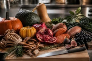 Producto de otoño preparado en la cocina de un restaurante